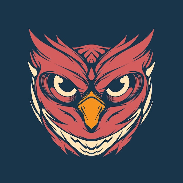 RED OWL HEAD VECTOR ILLUSTRATION