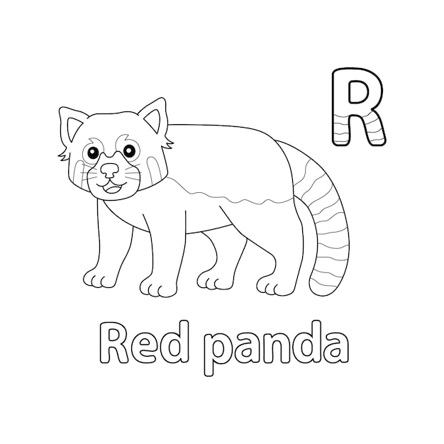 Red Panda Alphabet ABC Isolated Coloring Page R