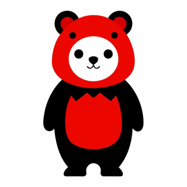 a red panda bear with a black and red face and a black and red body