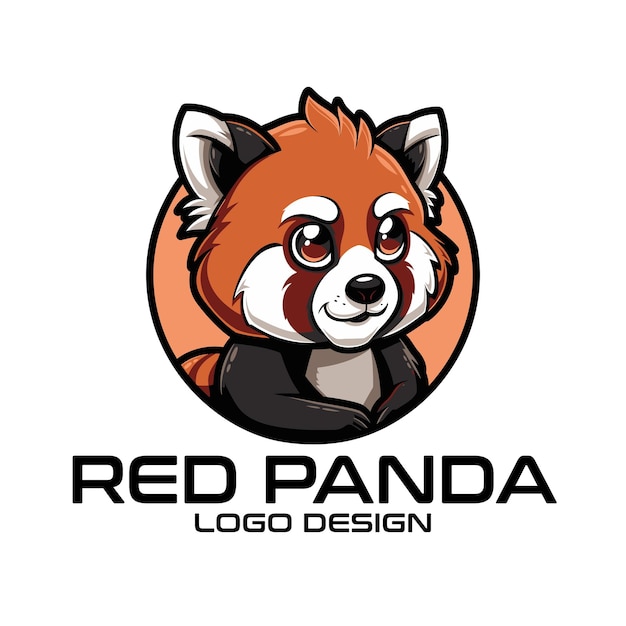 Red Panda Cartoon Vector Logo Design