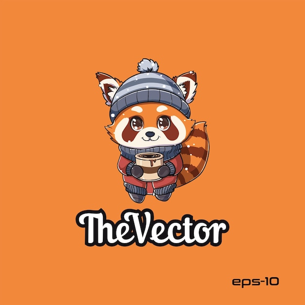 Red panda wearing winter clothes logo vector mascot character cartoon illustration