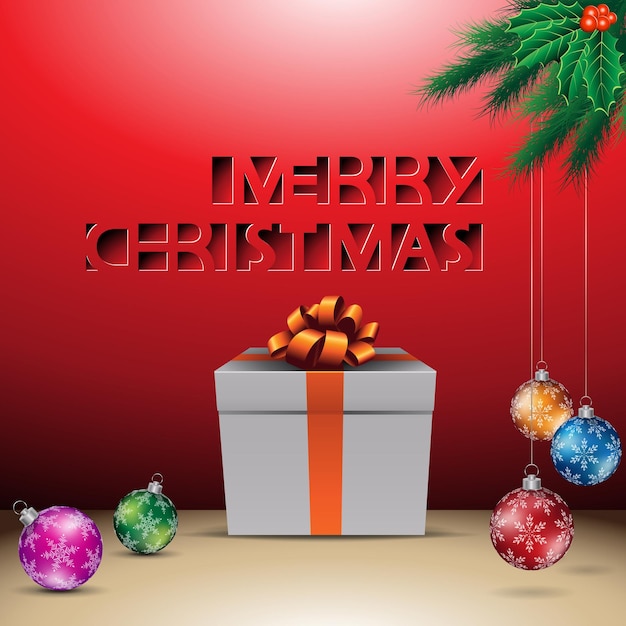 Red Paper Cut Merry Christmas Background Vector Illustration