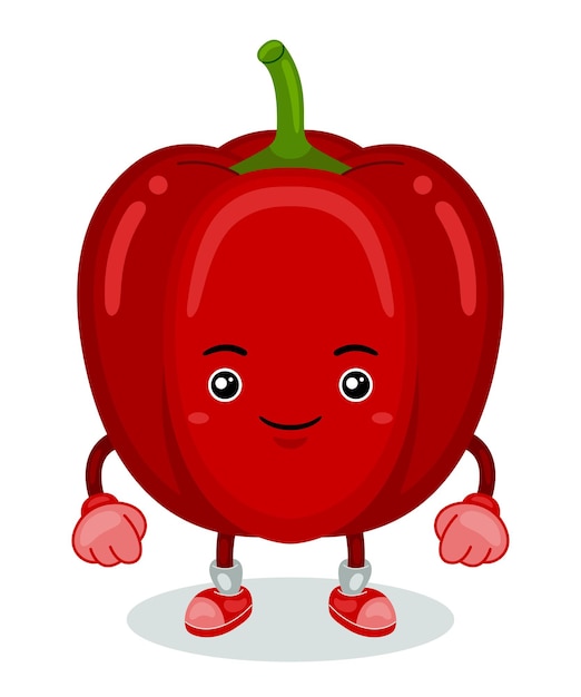 Red pepper mascot in cartoon style