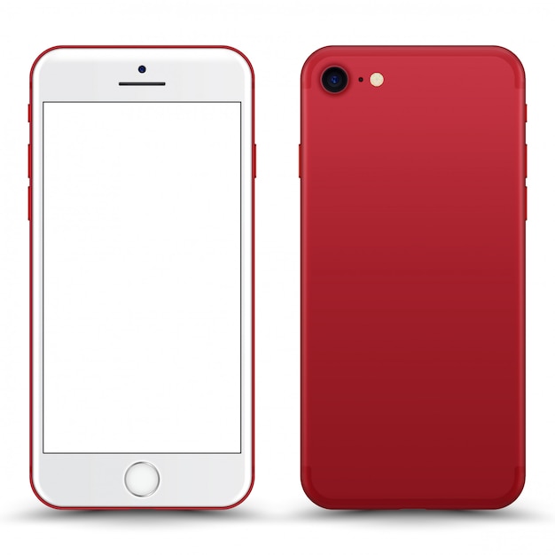 Red phone  with Blank Screen Isolated. 