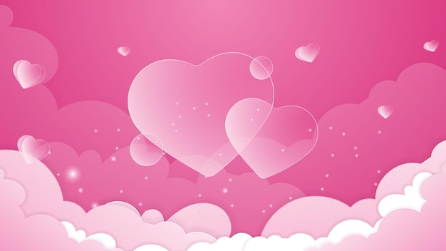 Red pink and white Valentine christmas new year 3d design background with love heart shaped balloon Vector illustration greeting banner card wallpaper flyer poster brochure wedding invitation