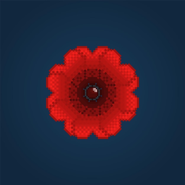 Red pixel poppy flower logo