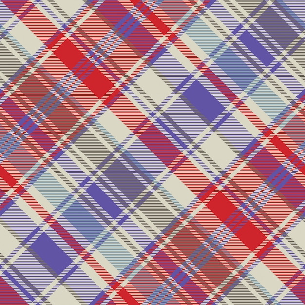 Red plaid tartan fabric texture seamless pattern