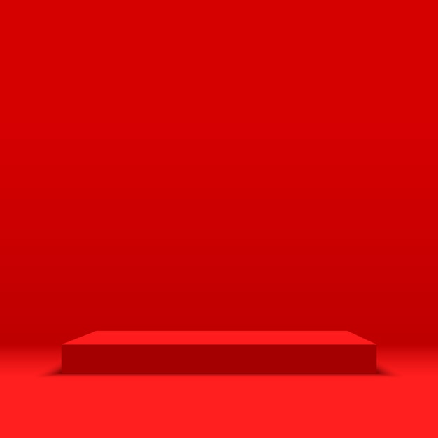 Red podium. Pedestal.