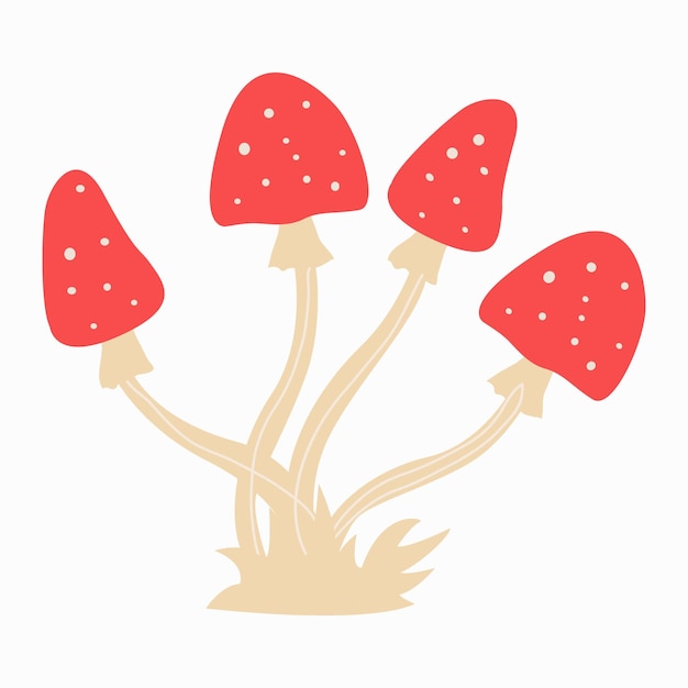 Red poison mushroom isolated on white background Vector illustration set