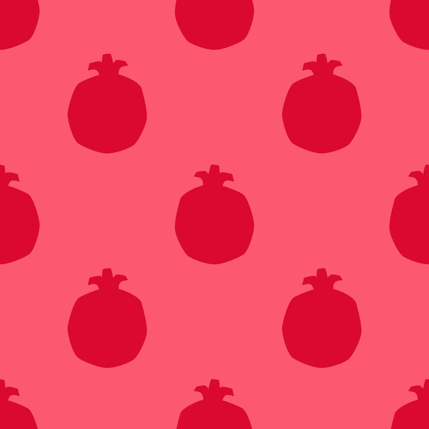 Red Pomegranate Seamless Pattern in Flat Design Style Hand Drawn Pomegranate Fruits