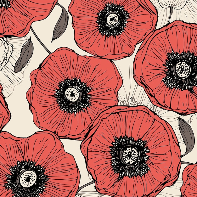 Red poppy flowers background