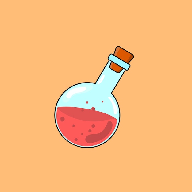 Red Potion cartoon style flat vector illustration