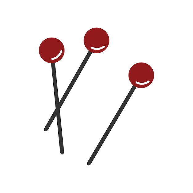 Red push pin vector illustration Attach buttons on needles