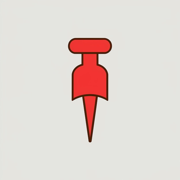 Vector red push pin with flat top and sharp pointed bottom