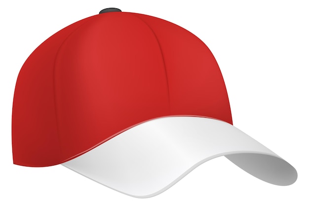 Red realistic cap Blank baseball hat mockup