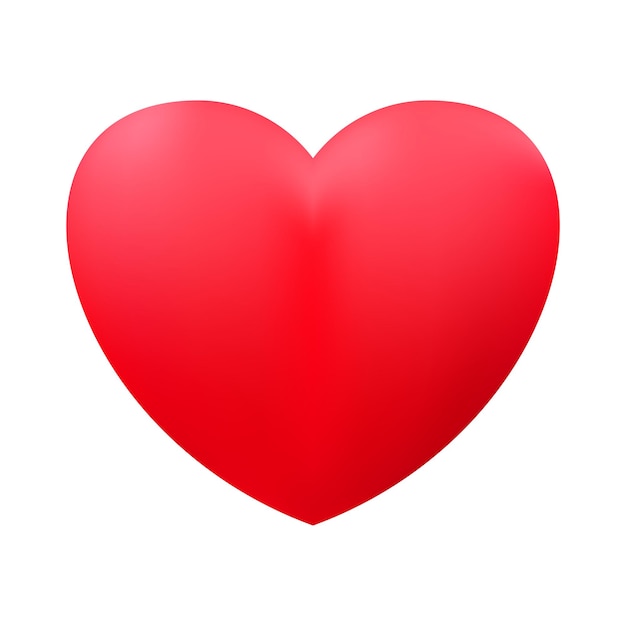 Red realistic heart icon on white background d vector illustration