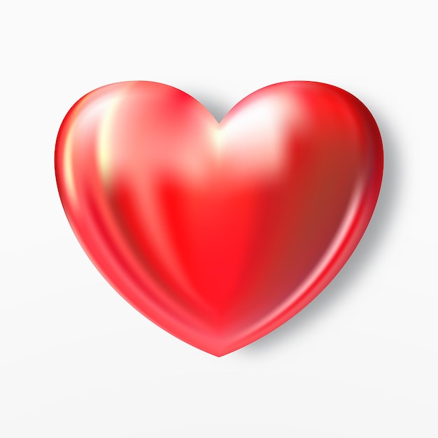 Red realistic heart vector icon romantic symbol of love