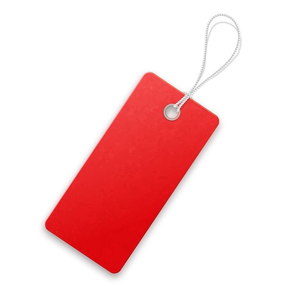 Red  realistic textured sell tag with rope.