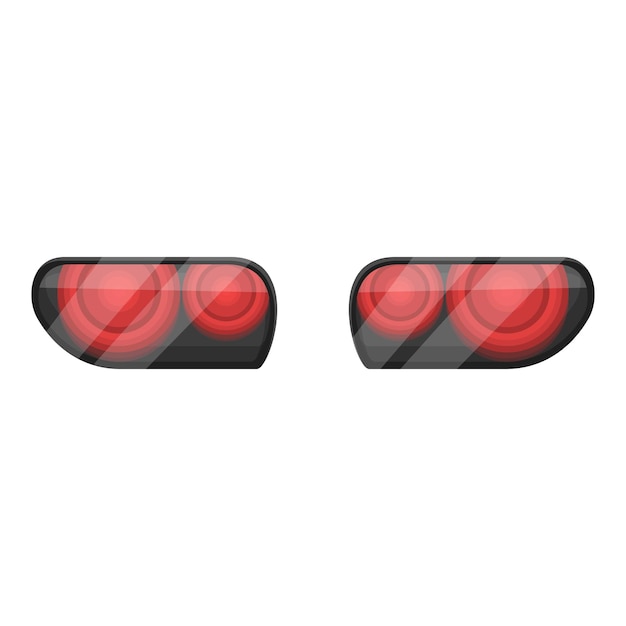 Vector red rear car lights glowing brightly while driving at night