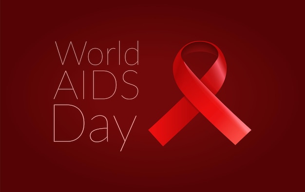 Red ribbon on dark background. Aids Awareness day