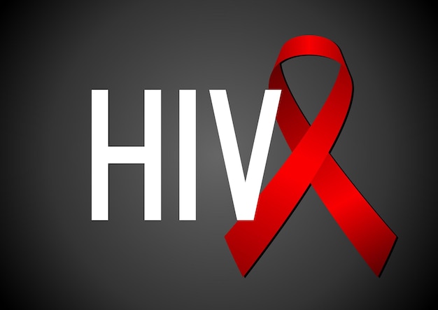 Vector red ribbon hiv concept