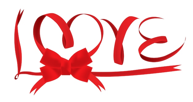 Vector red ribbon love wording