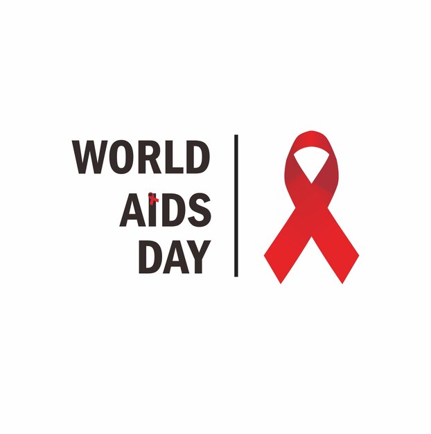 Vector a red ribbon with the word world aids day