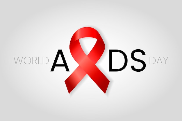 Red ribbon for world aids day December 1st hiv day Banner to support people living with HIV and AIDS