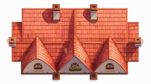 Vector a red roof with a house with a house with a window that says  the number 3  on it