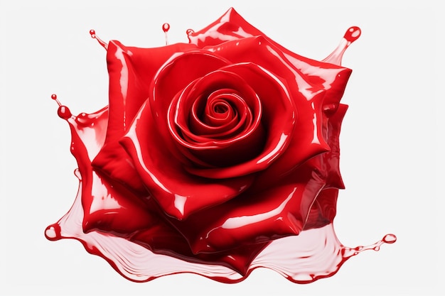 Vector red rose 3d flower isolated icon vector illustration on white background beautiful blossom gift bi