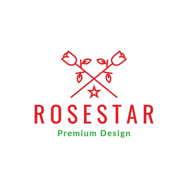 Red rose flower cross with star logo design vector graphic symbol icon sign illustration creative