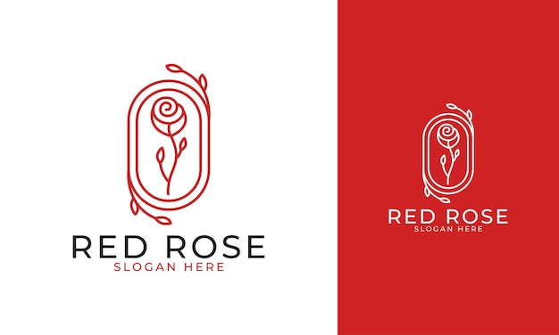 Red rose flower logo design with beautiful floral