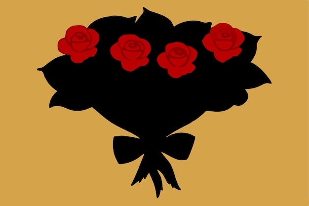 Red rose flowers silhouette vector J