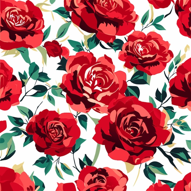 red rose flowers watercolor seamless pattern vector illustration