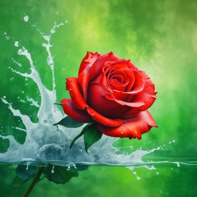 Vector a red rose is floating in the water with the words the word on it