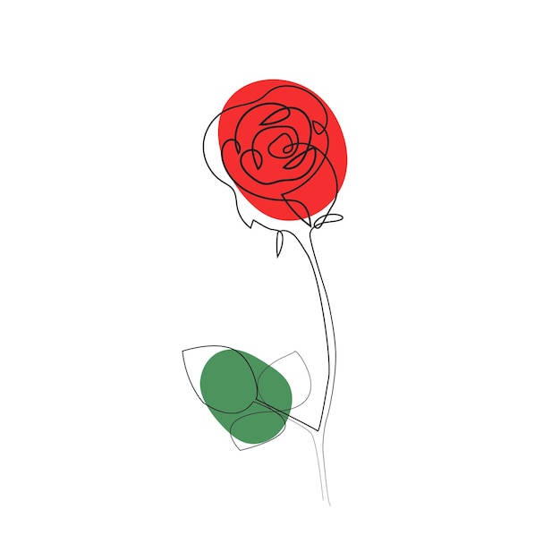 red rose line art