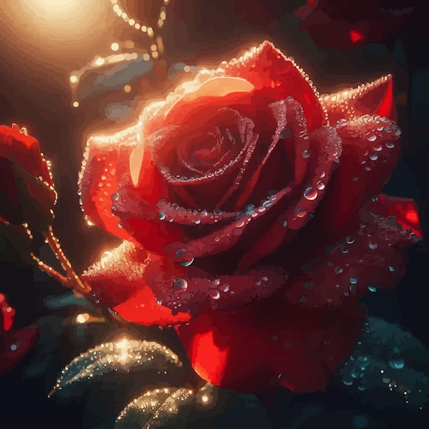 a red rose with water drops on it