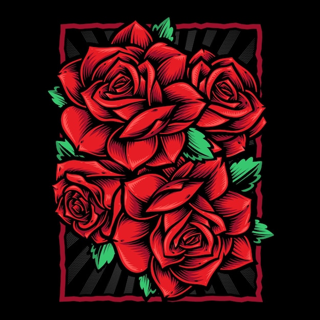 Red roses flower vector illustration