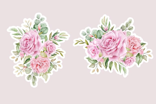 Vector red roses sticker arrangement design