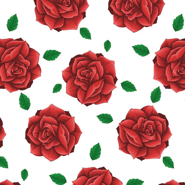 red roses with leaves pattern illustration