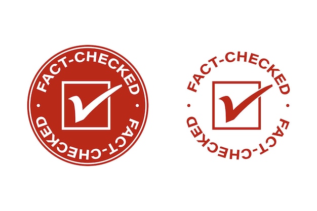 A red round label with a FACT - CHECKED. Vector illustration