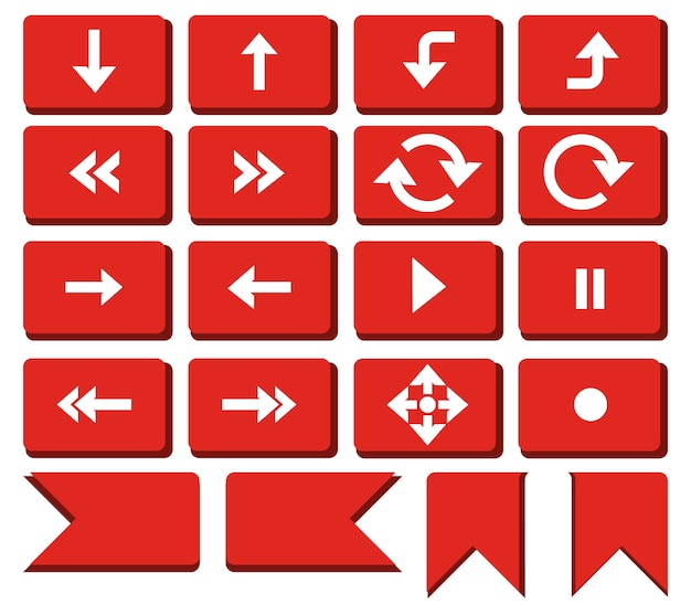 Vector red rounded rectangle arrow button