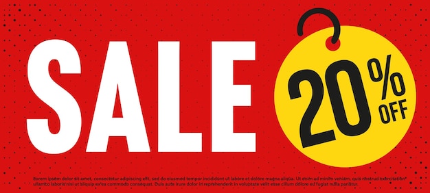 Red sale banner with 20 percent off price tag