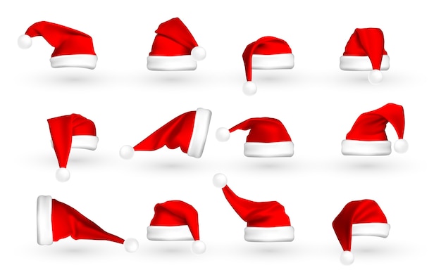 Red Santa Claus hat isolated on white background