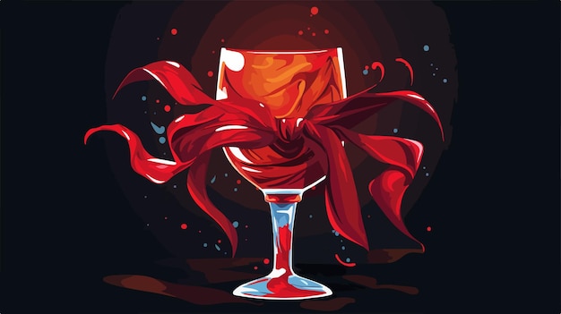 Vector a red scarf with a red flower on it is placed in front of a glass