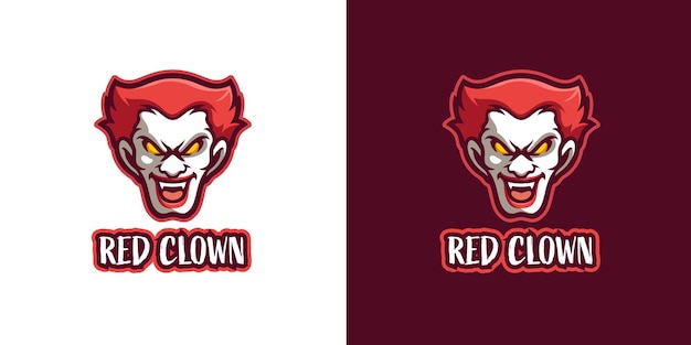 Red Scary Clown Mascot Character Logo Template