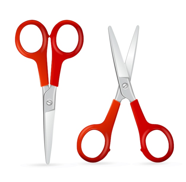 Red Scissors Set on a White Background. Vector illustration