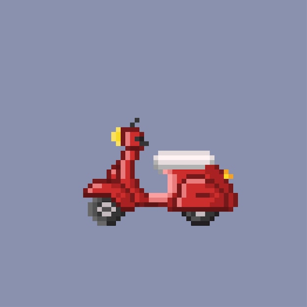 red scooter in pixel style