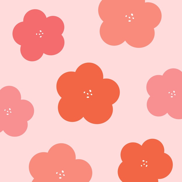 red seamess floral patterned background vector with multicolored shapes