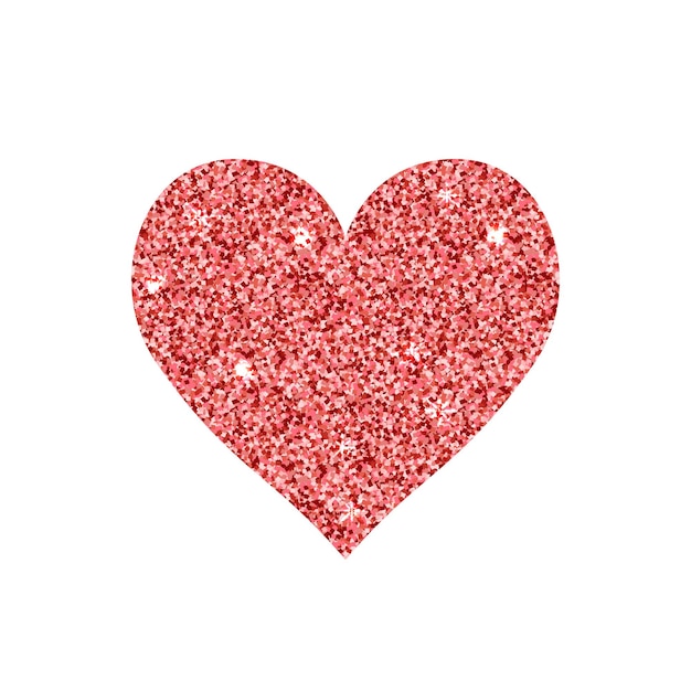 Red shining heart. Glitter shape with metallic effect. Sparkle decorative template. Valentine's day design. Vector illustration EPS 10 isolated on white background.